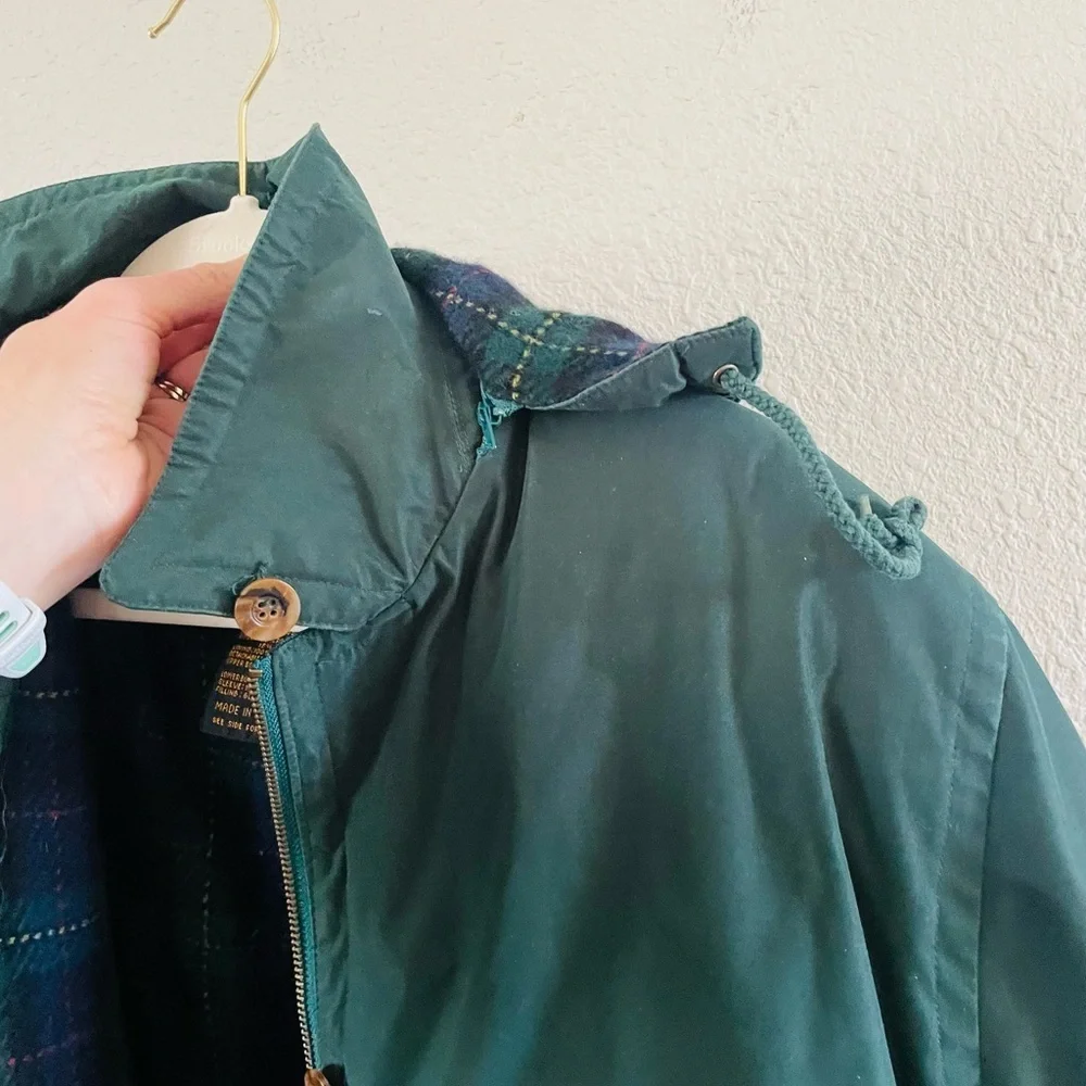 Vintage 90s Eddie Bauer Wool Lined Down Insulated Puffer Trench Coat in Green
